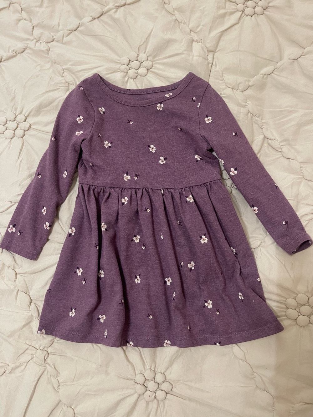 Cat & Jack Girls Long-Sleeve Purple Floral Dress (18 mo)